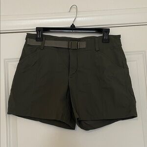 The North Face Olive Green Women's Outdoor hiking Shorts with Built-In Belt